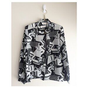 Vintage Jordan Abstract Print Polyester Blouse